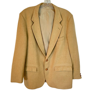 Vintage Mens 100% Camel Hair Blazer 42R Leather Elbow Preppy Academia Equestrian